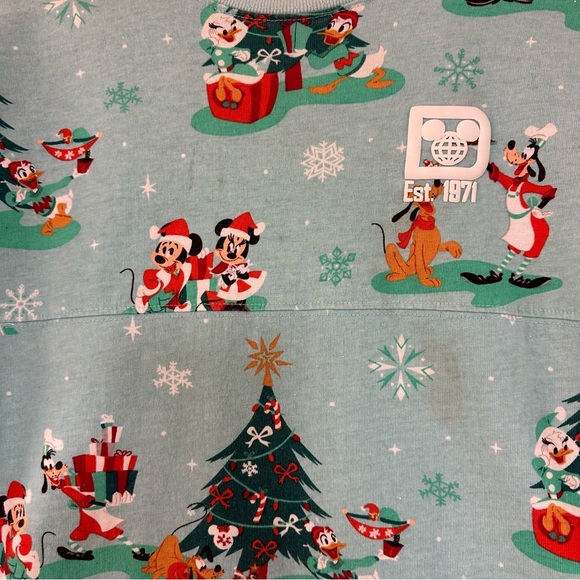 Disney Christmas Long Sleeve Shirt Teal size M (7/8) Kids - Picture 2 of 8